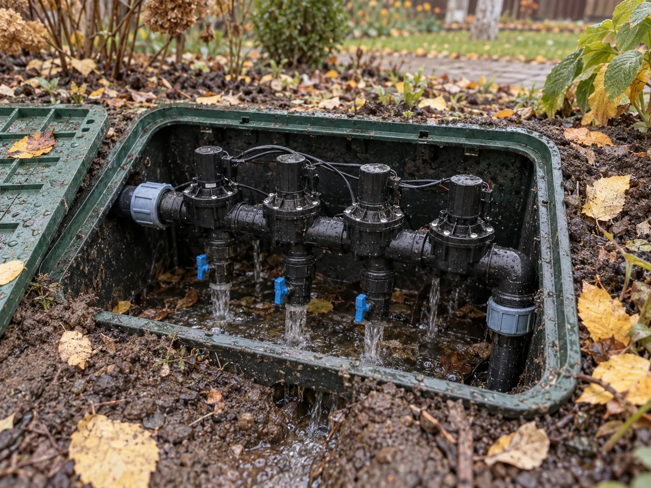 Слив воды из коллектора и дренажных точек автополива осенью