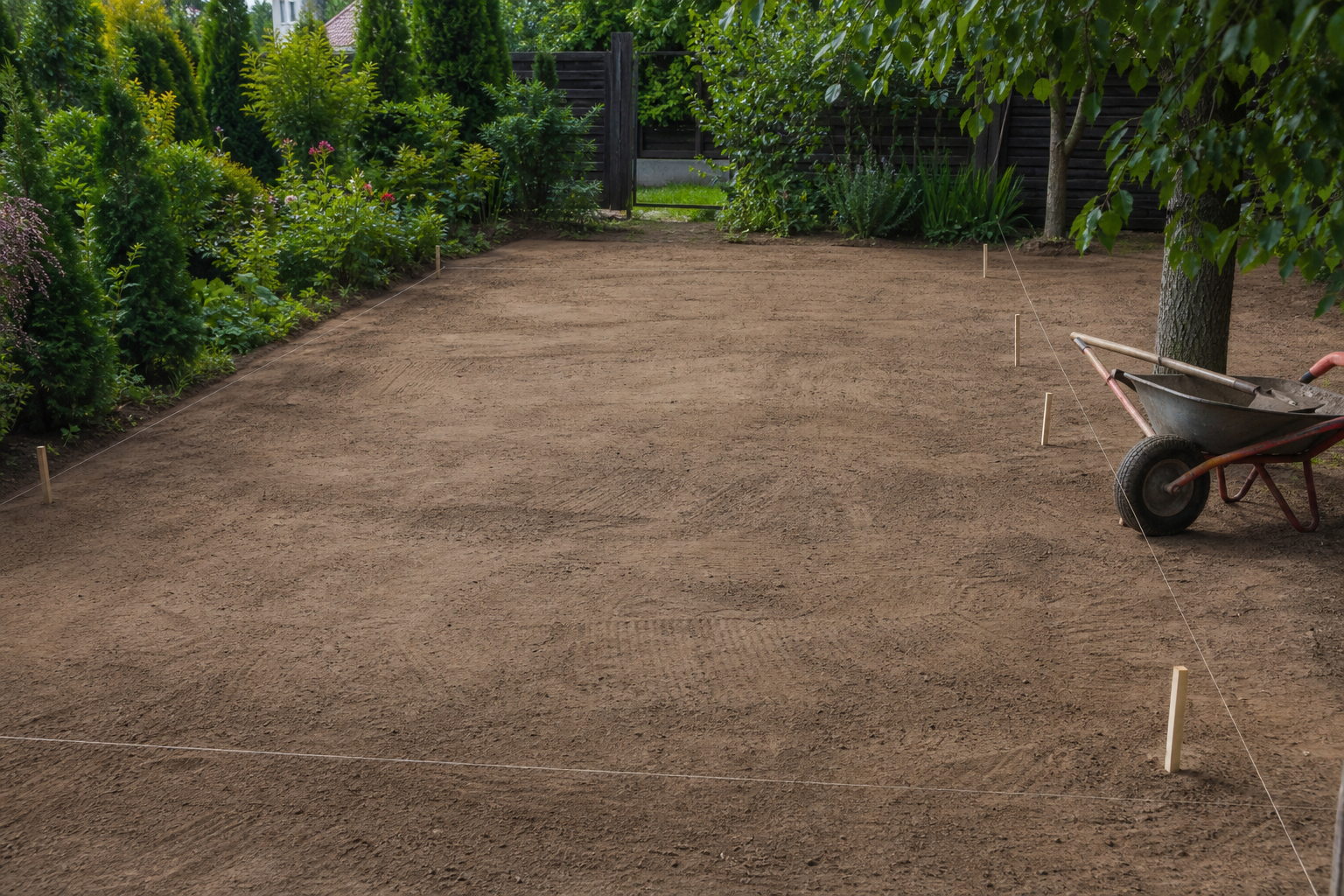 Планировка основания участка перед благоустройством